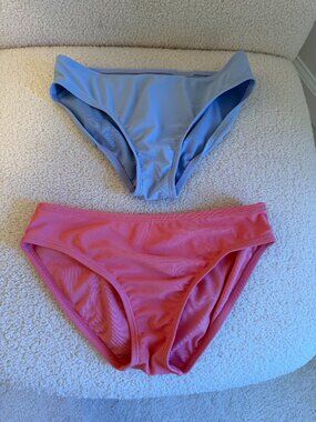 Set of 2 Gap Girl's Swim Bottoms - Size L, Coral & Blue